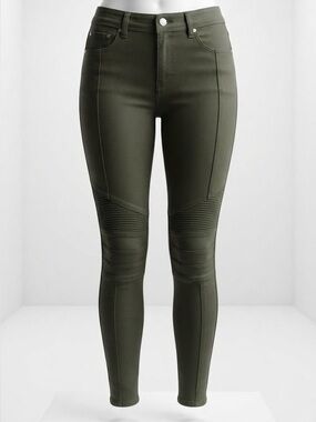 Guess| Mod Dark Olive Green Slim-Fit Moto 1981 Skinny Denim Jeans Sz 30